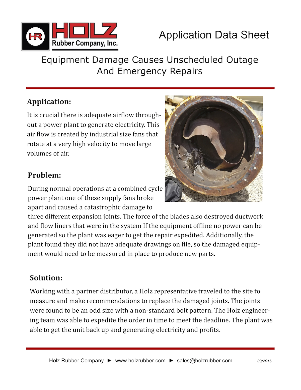 Equipment Damage Causes Unscheduled Outage And Emergency Repairs